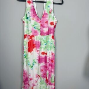 MM COUTURE | Watercolor Full Length Maxi Dress Back Cutout Women’s Size Medium